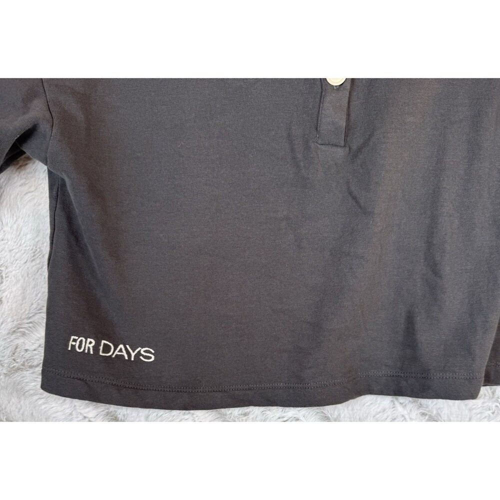 For Days Crop Top XS Short Sleeve Dark Gray Henley Organic Cotton Minimalist NWT - Picture 6 of 10